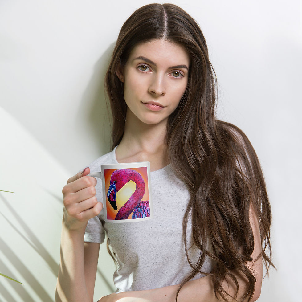 Thumbnail: Sunset Flamingo White glossy mug