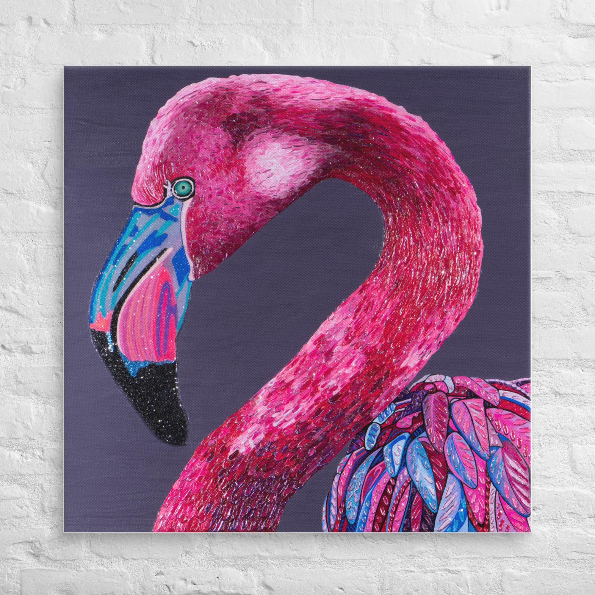 Gray & Pink Flamingo Canvas Art Print