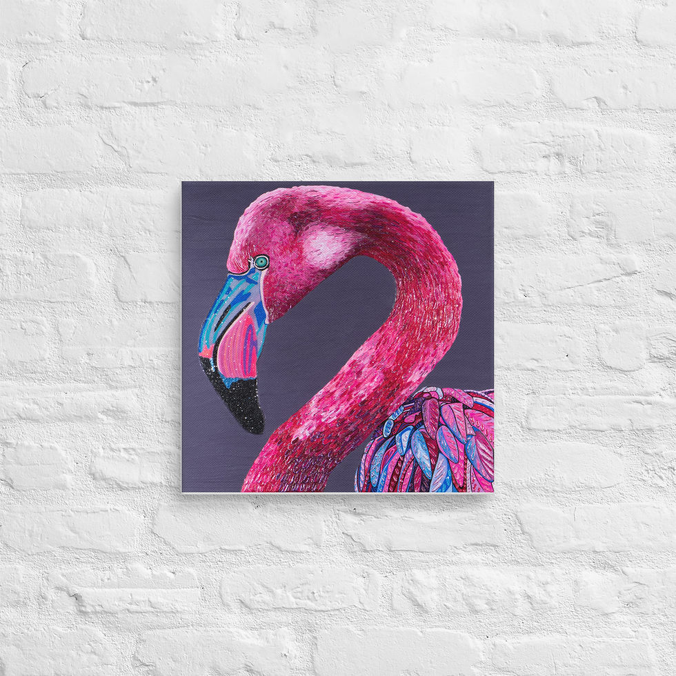 Thumbnail: Gray & Pink Flamingo Canvas Art Print