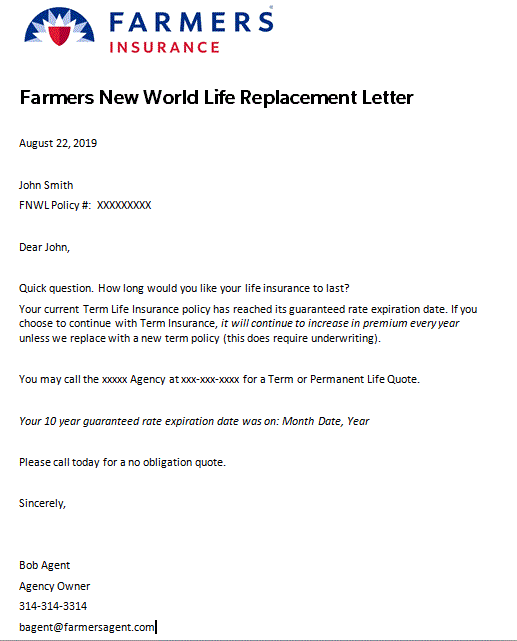 Life Replacement Ltr