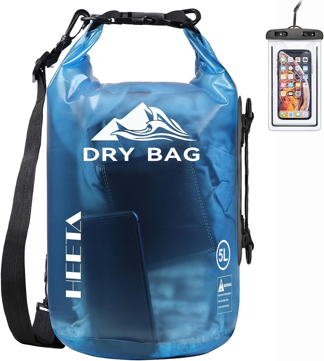 HEETA Dry Bag Waterproof for Women Men, 5L/10L/20L/30L/40L Roll Top Lightweight