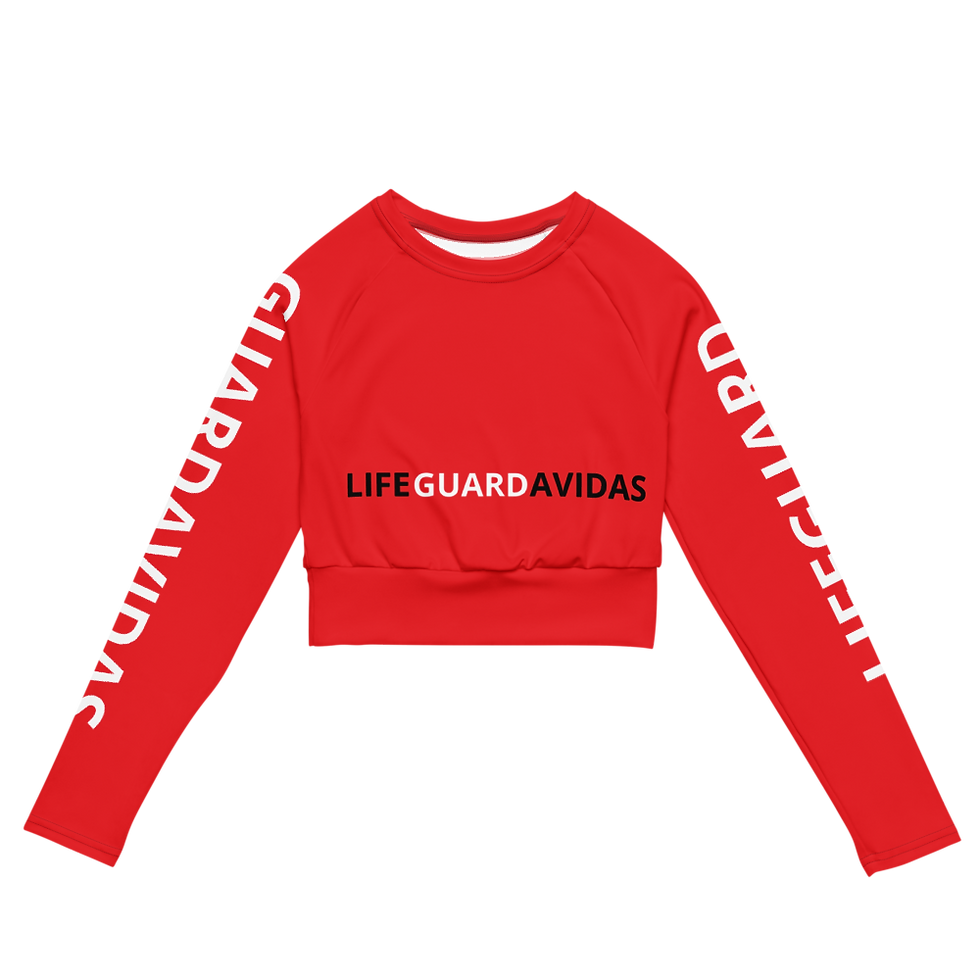 Miniatura: Red Long-Sleeve Top | LIFEGUARDAVIDAS™ | Top Rojo Manga-Larga