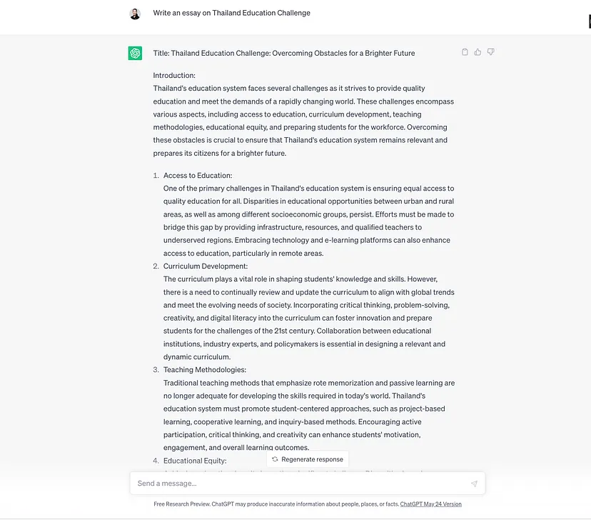 ตัวอย่างการใช้ AI ช่วยทำการบ้านเขียนรายงาน Essay ภาษาอังกฤษด้วย ChatGPT