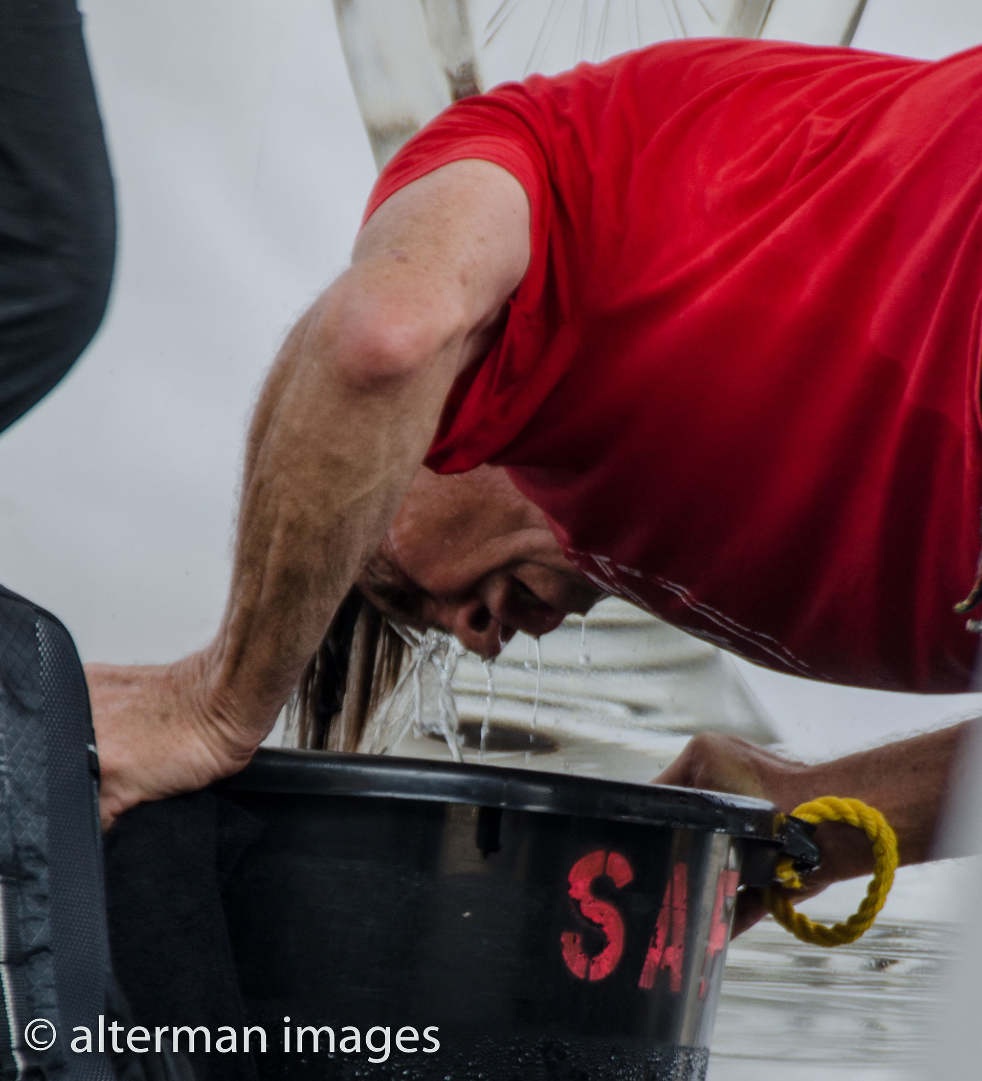 Fee Waybill dunking in ice water