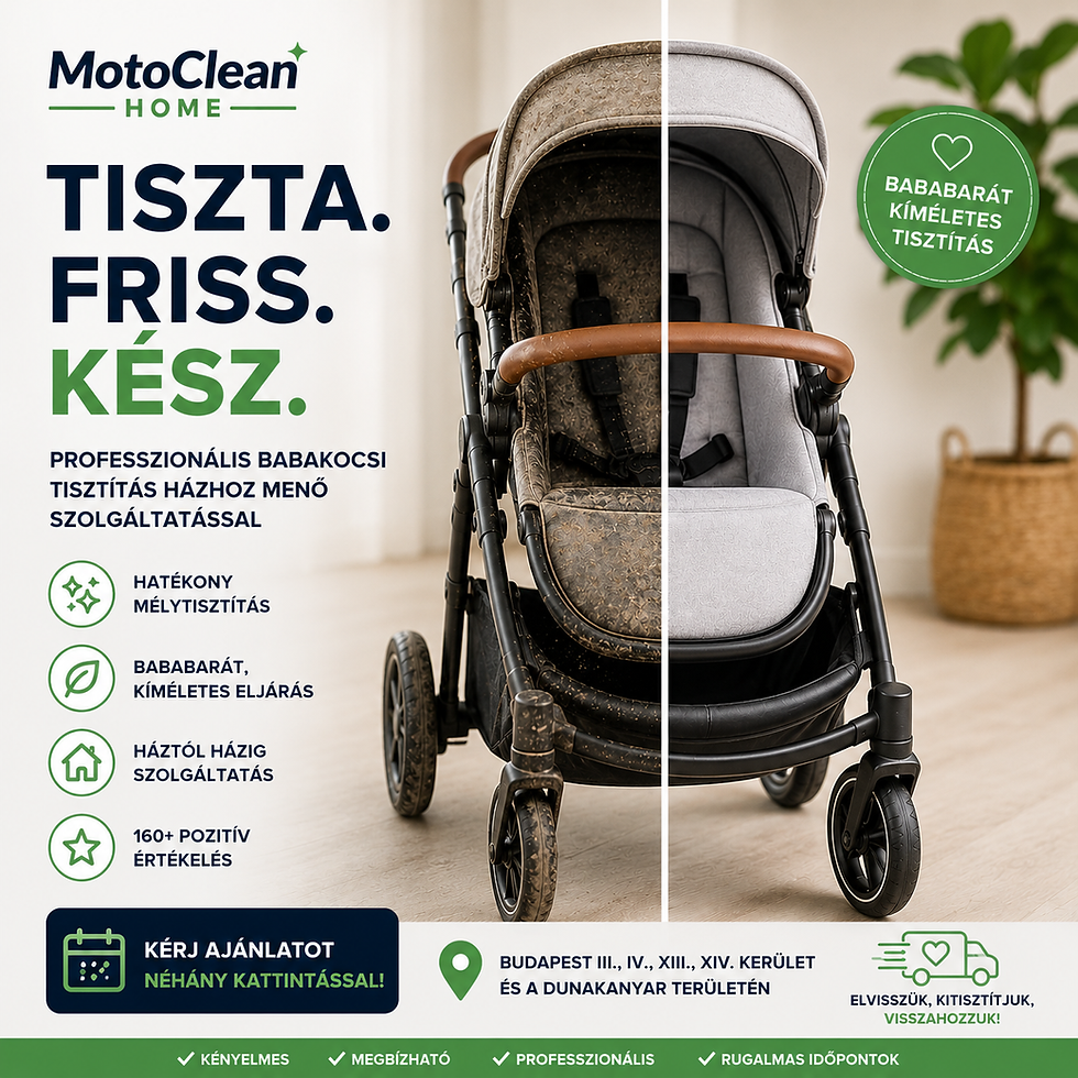 Professzionális babakocsi tisztítás lépésről lépésre – valós munka bemutatása és végeredménye