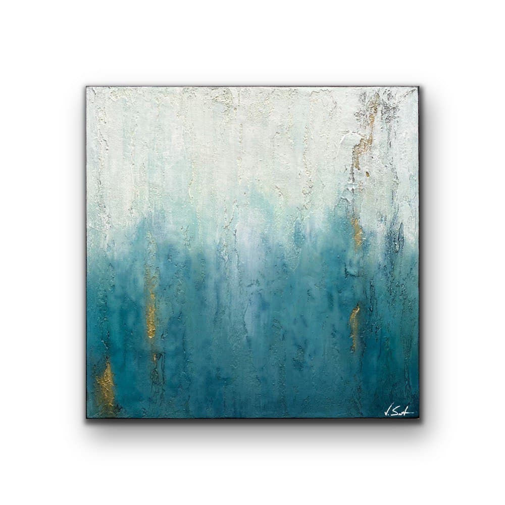 Gemälde Mix Media Abstrakt, "OUTBREAK" 60x60x4,5 cm mit feinsten Goldpigmenten
