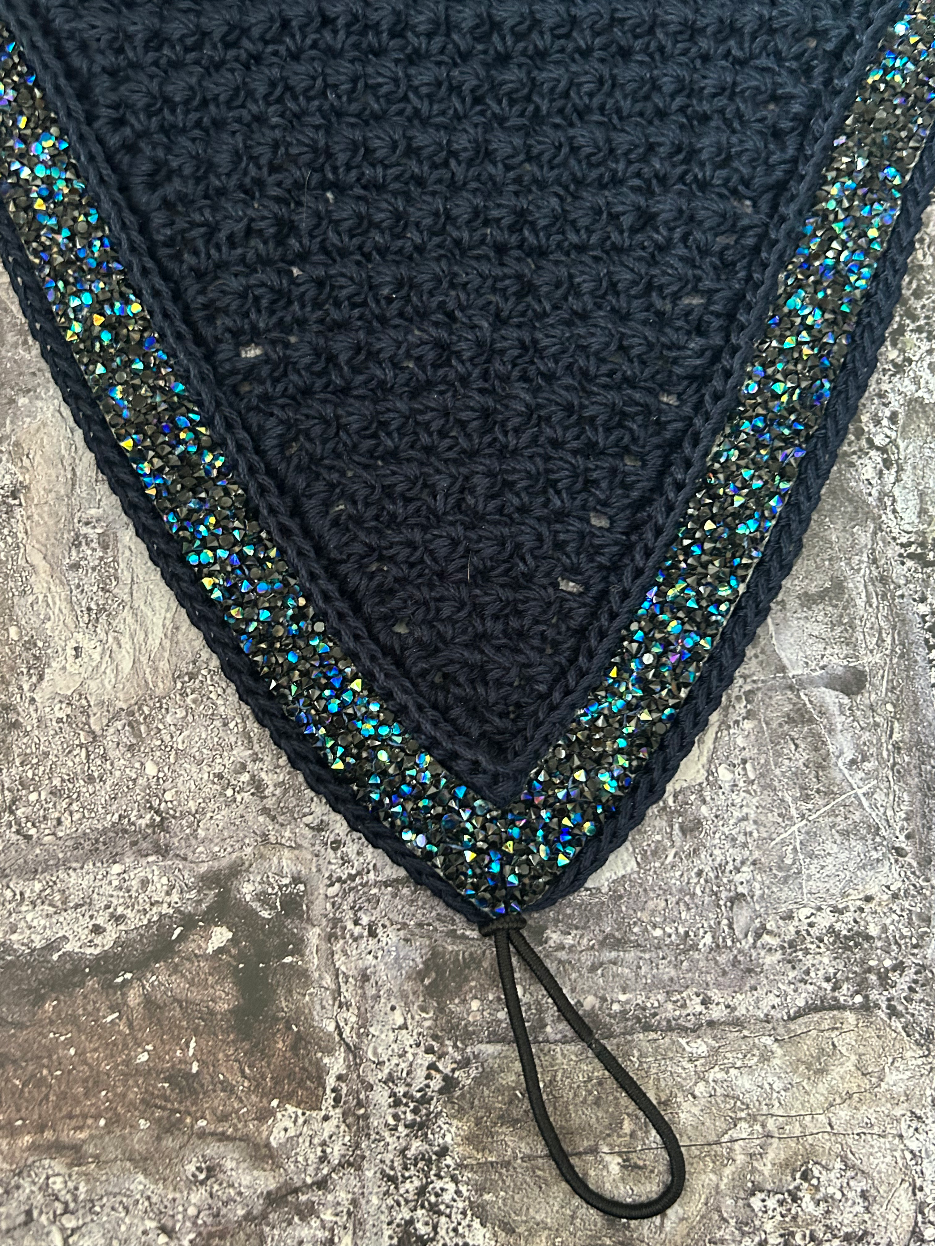 Horse Tie Down - Midnight Navy & Black AB Ribbon