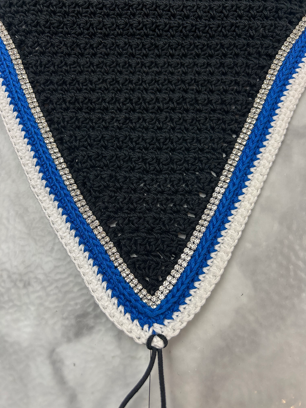 Horse Tie Down - Black, Royal Blue, White & Dbl Silver Rhinestone