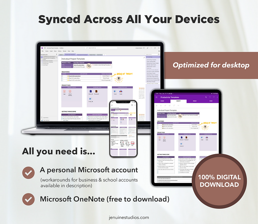 Thumbnail: Productivity & Personal OneNote Templates
