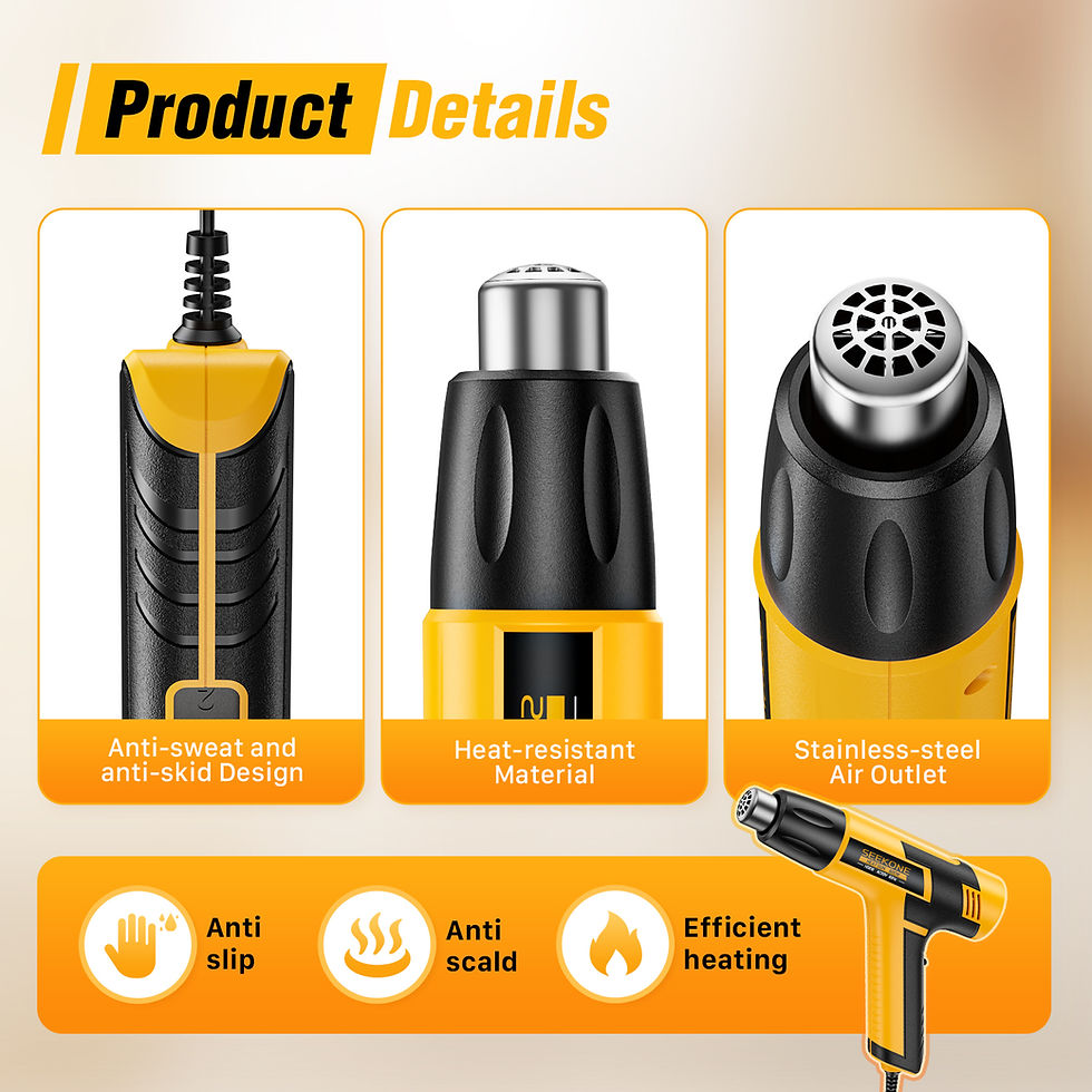 Thumbnail: SEEKONE Mini Heat Gun 600W Dual Temperature Hot Air Tool 572℉&932℉ HG618