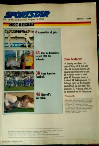 Thumbnail: INDIA SPORTS WEEKLY MAGAZINE THE SPORTSTAR 1995  MAY , FEB  , AUG  3  IN 1 LOT