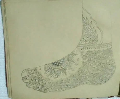 Thumbnail: INDIA HAND DRAWN  DESIGN OF MEHANDI - HENNA  FOR HANDS AND FEET PENCIL DRAWING