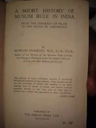 Thumbnail: RARE - A SHORT HISTORY OF MUSLIM RULE IN INDIA CONQUEST OF ISLAM TO AURANGZEB