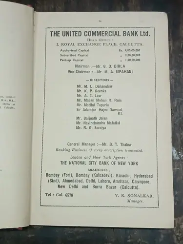 Thumbnail: CALCUTTA STOCK EXCHANGE OFFICIAL YEAR BOOK  1944 HB ENGLISH WITH ADVERTISEMENTS