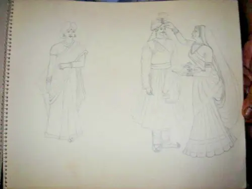 Thumbnail: INDIA 1991 HAND PAINTINGS AND PENCIL DRAWINGS IN DRAWING BOOK -WORLD COSTUMES