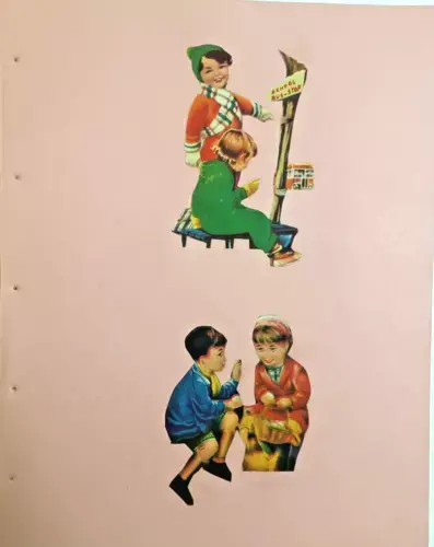 Thumbnail: INDIA VINTAGE: CHILDREN PLAYING PRINT CUT OUT PASTED ON SHEET SET OF 5