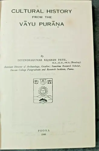 Thumbnail: CULTURAL HISTORY FROM THE VAYU PURANA BY DEVENDRA RAJARAM PATIL ENGLISH HB 1946