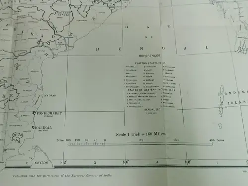 Thumbnail: INDIA VINTAGE UNDIVIDED MAPS: KEY MAP OF INDIA SHOWING PROVINCES AND DISTRICTS