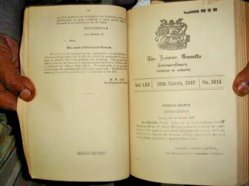 Thumbnail: INDIA RARE -  THE JAIPUR GAZETTE 1st FEBRUARY 1947 TO DECEMBER 29 1947