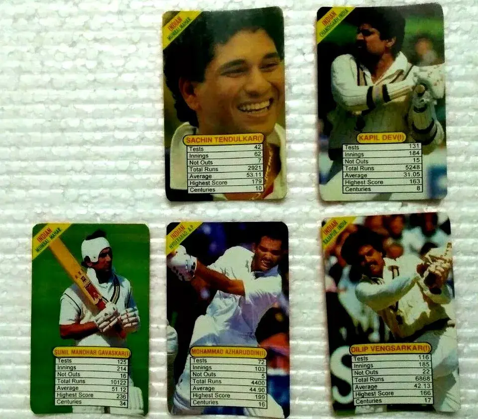 Thumbnail: INDIA 1996 UNIVERSAL CRICKET TRUMP CARD BATMAN 35 CARD with SACHIN TENDULKAR
