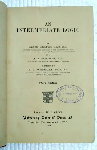 Thumbnail: 1928 VINTAGE AN INTERMEDIATE LOGIC BY WELTON , MONAHAN , WHETNALL HB BRITAIN PRI