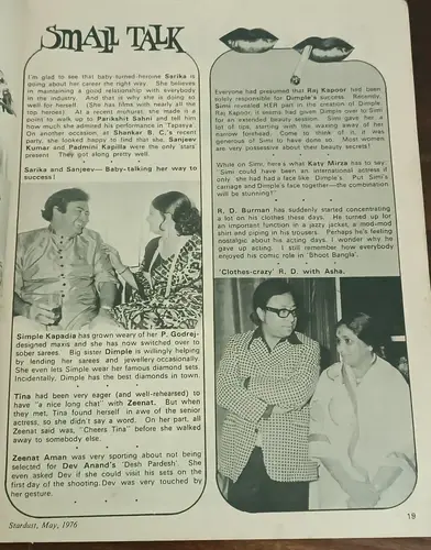 Thumbnail: INDIA FILM MAGAZINE STARDUST MAY 1976 RAJESH INTERVIEW, SIMMI, KOMILLA WIRK