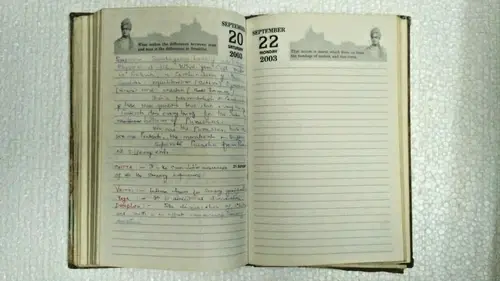 Thumbnail: INDIA RARE HINDI  VIVEK VIKAS DIARY WITH HANDWRITTEN  SPIRITUAL  CONTENT 2003