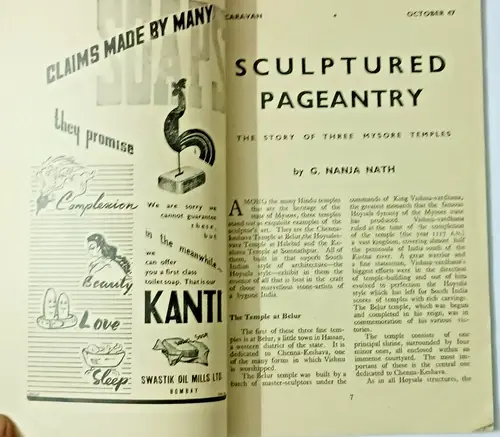 Thumbnail: INDIA VINTAGE MAGAZINE: THE CARAVAN OCT 1947 MYSORE TEMPLE ART, NAWAB'S DARLING