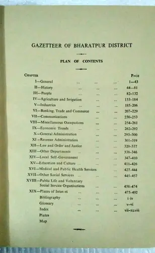 Thumbnail: 1971  INDIA  RAJASTHAN DISTRICT GAZETTEER BHARATPUR  MAPS , TABLES , PLATES