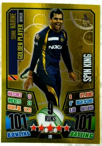 Thumbnail: INDIA TOPPS IPL CRICKET TRADING CARD 3 GOLD FOIL KALLIS , SHAKIB , NARINE  2013