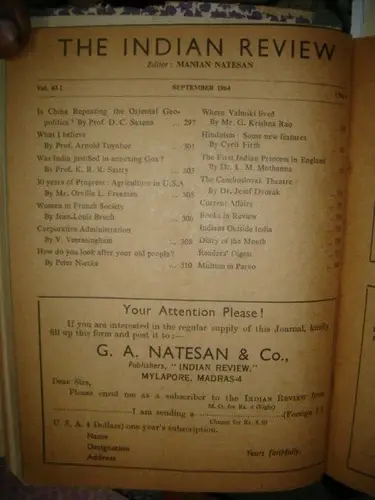 Thumbnail: INDIA RARE - THE INDIAN REVIEW 1964  -  5 IN 1 BIND