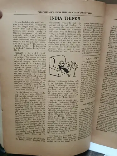 Thumbnail: INDIA VINTAGE: INDIAN LITERARY REVIEW BY TARAPOREVALA AUG 1938 ENGLISH ILLUSTRAT