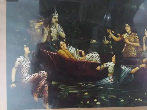 Thumbnail: VIN 1931 EMBELLISHED OLEOGRAPH KRISHNA WITH GOPIES LITHO PRINT VASUDEV H PANDYA
