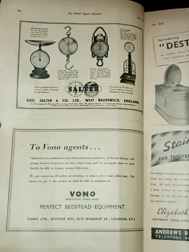 Thumbnail: VINTAGE THE BRITISH EXPORT GAZETTE JULY 1947, ARTICLES & MANY ADVERTISEMENTS