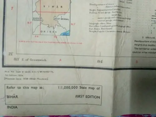 Thumbnail: INDIA  MAP OF BIHAR STATE  FIRST  EDITION 1974 SCALE 1: 1,000,000