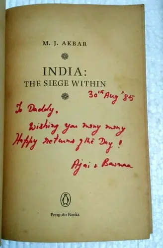 Thumbnail: INDIA : THE SIEGE WITHIN BY M.J AKBAR 1985 1st ed PUNJAB , KHALISTAN , KASHMIR