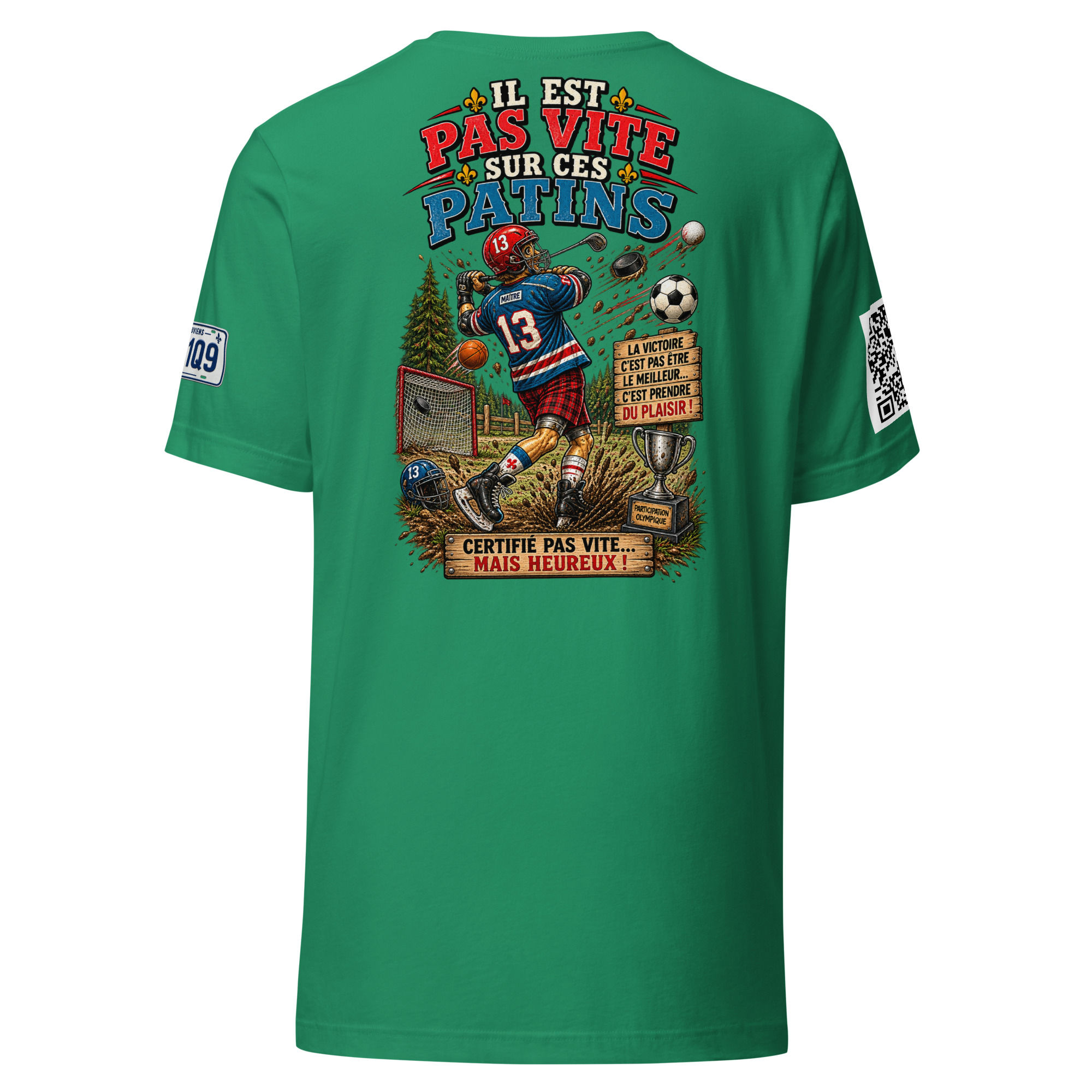 Unisex t-shirt-Il est pas vite sur ces patins