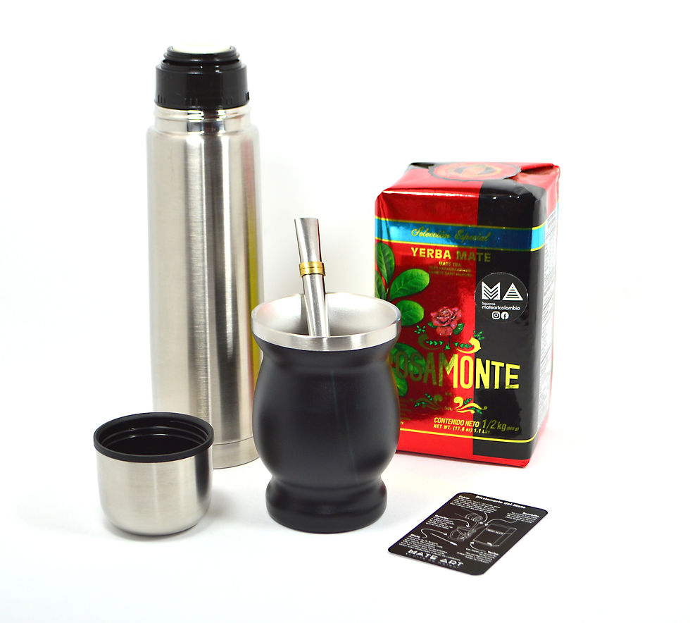 Miniatura: COMBO JUEGO CALABAZA COPA NEGRO + YERBAMATE SELECCIÓN ESPECIAL 500g +TERMO 500ml