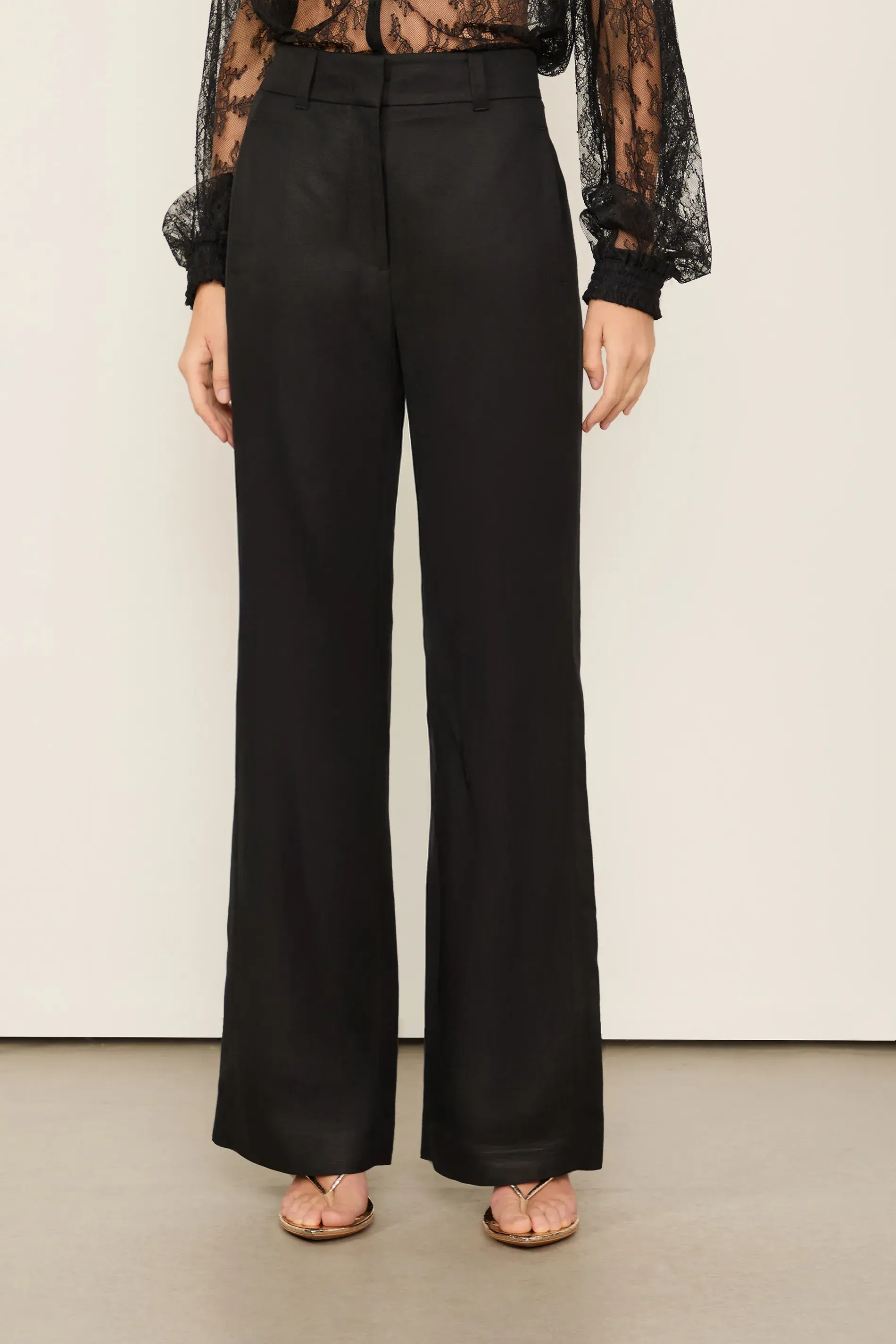 Calça Reta De Alfaiataria Com Linho