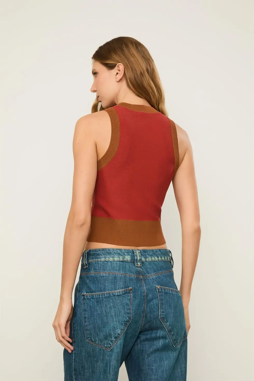 Thumbnail: Regata De Tricot Cropped Detalhe Retilínea 
