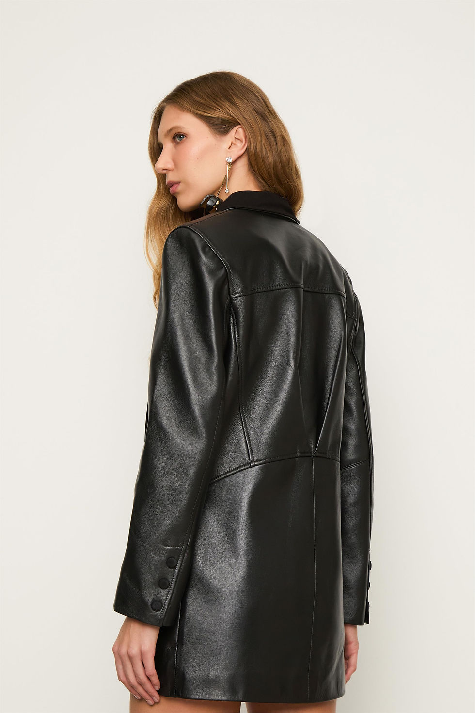 Miniatura: Blazer De Couro Transpassado Classico