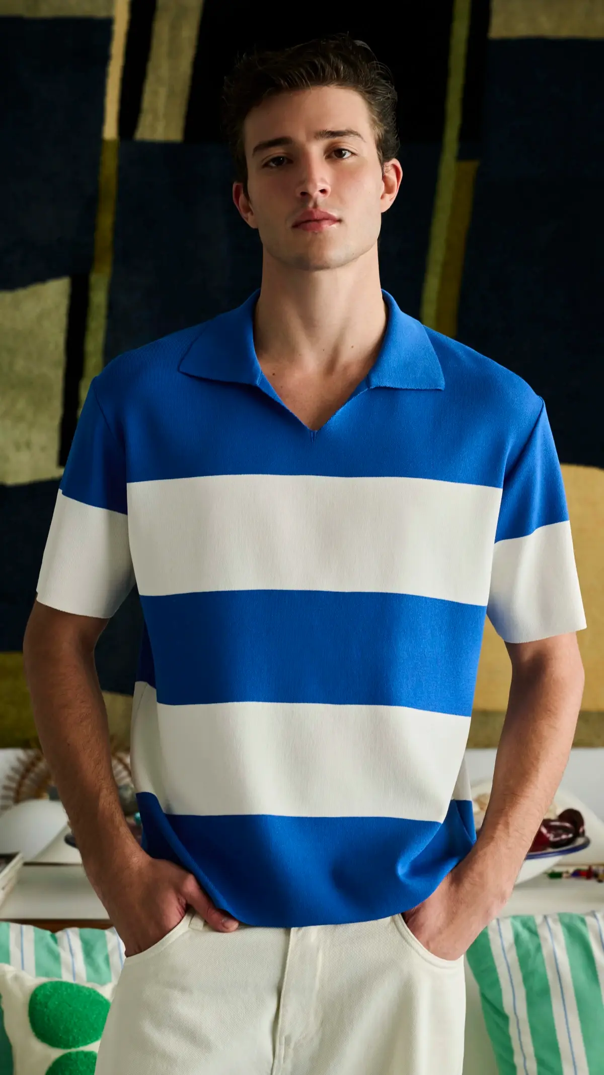 Polo Listras Tricot Grey