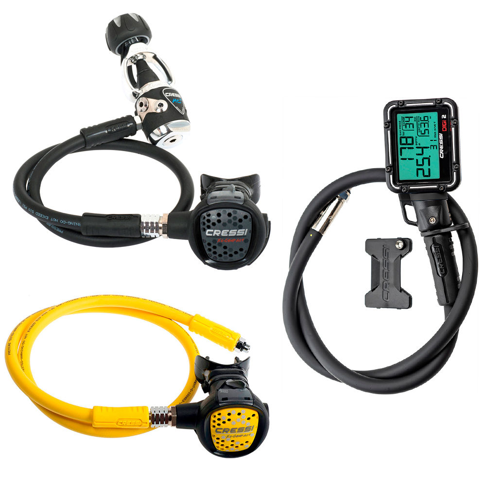 Conjunto de Regulador para Mergulho Cressi MC9 Compact + Octopus Compact + Digi
