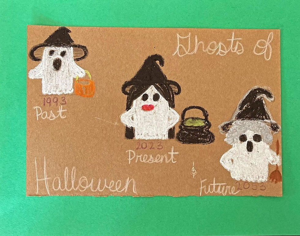 A series of ghosts, each from the past present and future