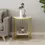 Thumbnail: 2-Tier White Marble Side Table Round Coffee Table Nightstand Jewellery Storage