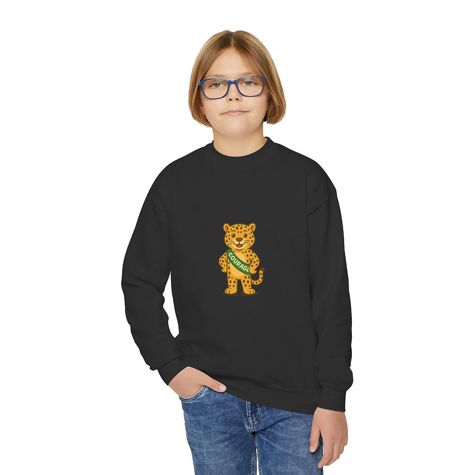 Thumbnail: Youth Crewneck Sweatshirt- Courage Jaguar from the Virtue Clubhouse Collection.