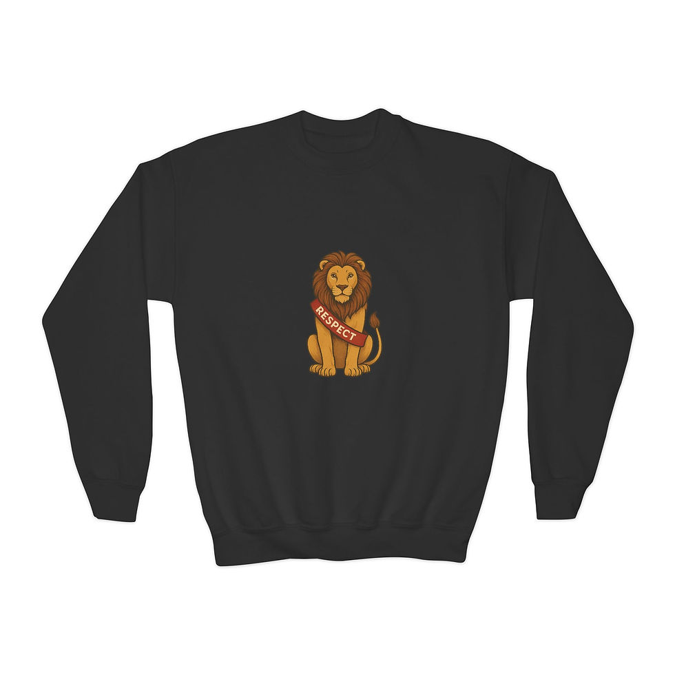 Thumbnail: Youth Crewneck Sweatshirt- Respect Lion from the Virtue Clubhouse Collection.