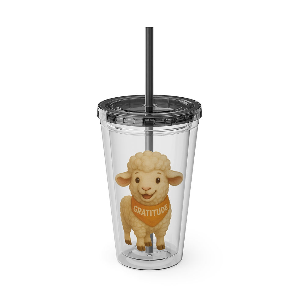 Thumbnail: Gratitude Sheep. Sunsplash Tumbler with Straw, 16oz