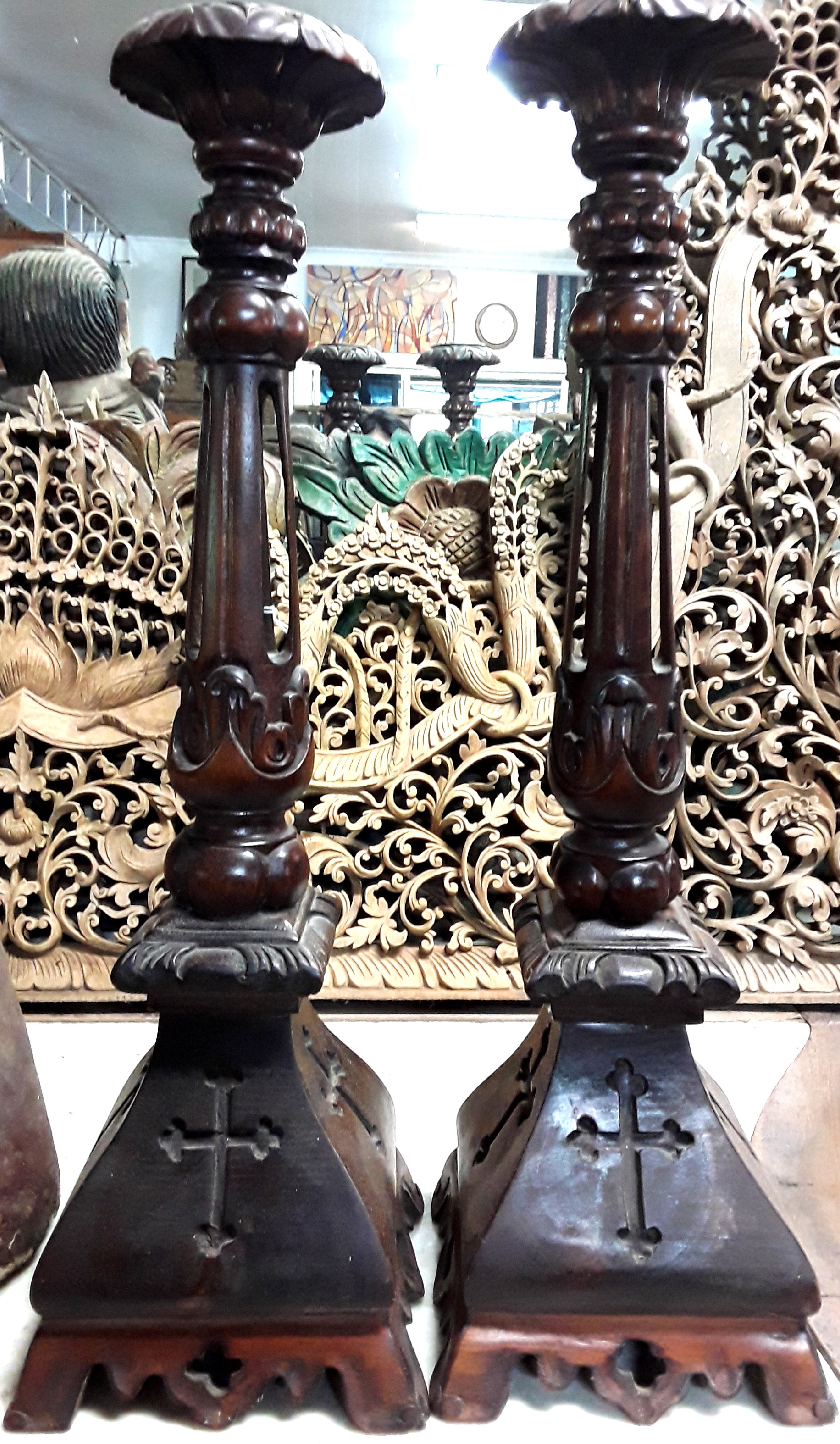 Gothic Style Carved Candelabras