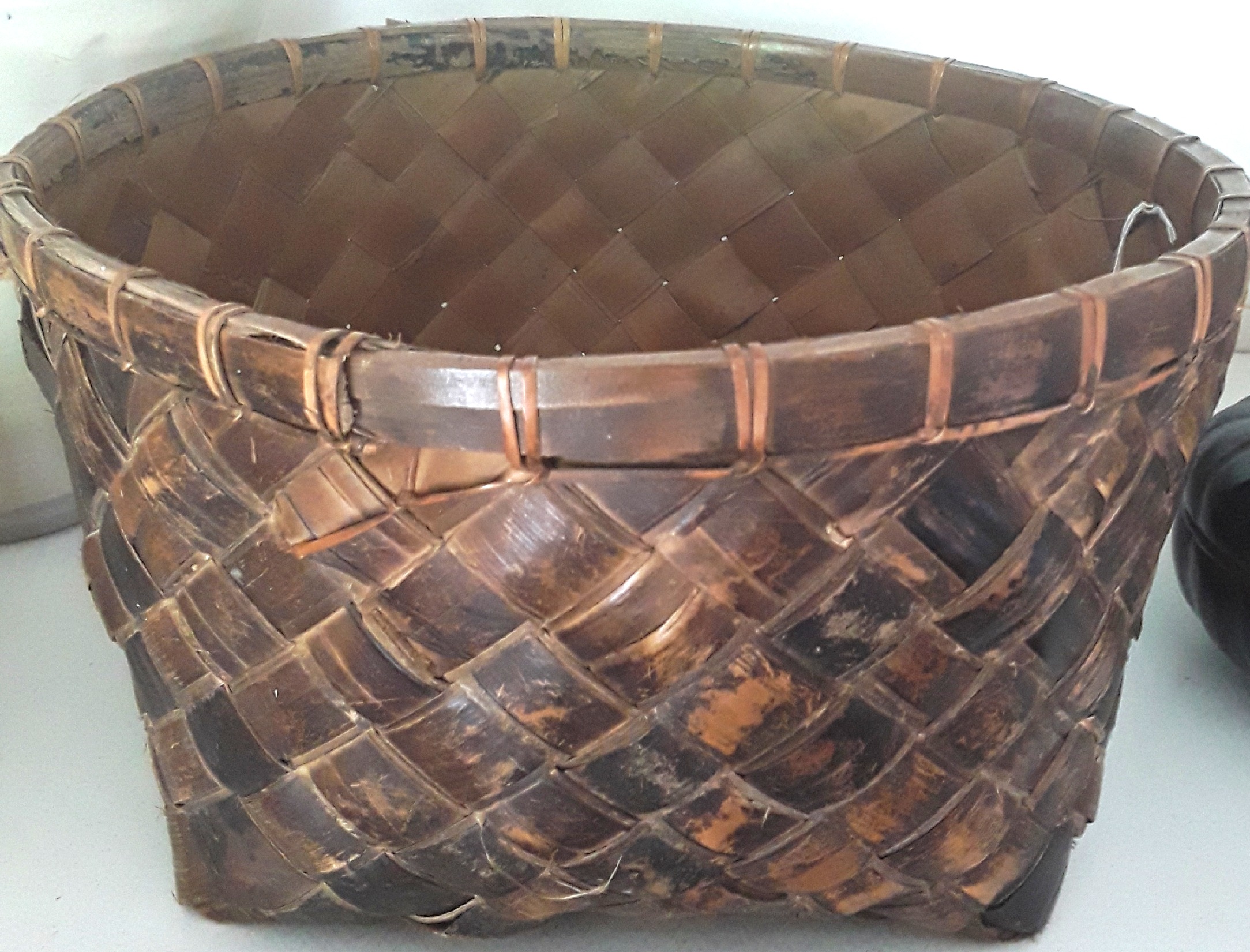 Vintage Balinese Palm Leaf Basket